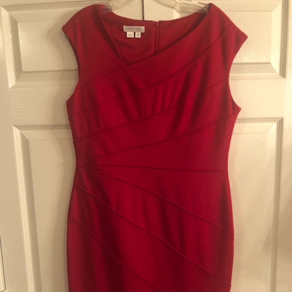 Beautiful red asymmetrical neckline dress! LIKE NEW!